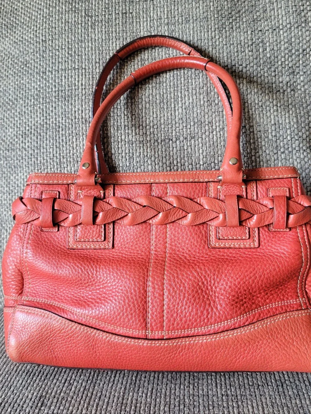Coach Choral Leather Shoulder Bag with Peach Tassel Charm - Picture 2 of 9